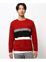 ブロッキングニット×長袖TシャツSET/レッド(562)