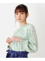 プチフリルネックブラウス/ライトグリーン(121)