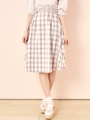 プティリボンベルトチェックフレアースカート/ラベンダー