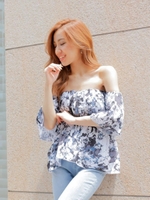 プリーツオフショルTOPS/ミックス2