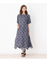 プリントロングワンピース/ネイビー(193)