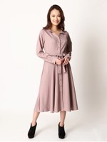 ベルト付プリーツワンピース/PINK