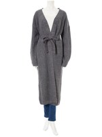 ベルト付ロングニットガウン/チャコールグレー