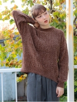 ベロアモールケーブルニットプルオーバー/モカ