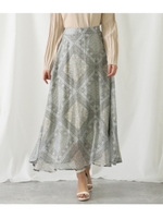 ペイズリープリントオーガンジースカート/サックスブルー(020)