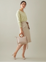 ペイズリー柄ベルト付き2WAYタイトスカート/ベージュ