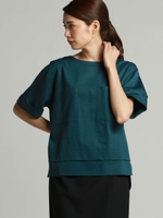 ボクバサテンブラウス/グリーン