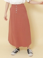 ボタンフライチノセミフレアスカート/赤