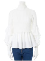 ボリュームスリーブドッキングニット/ホワイト