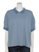 ポケット付き綿カットソー/ブルー