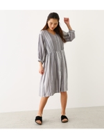 マルチストライプ ガウン ワンピース/柄GRY5