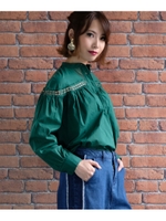 モチーフレース切替ブラウス/グリーン