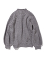 ラーベン編みケーブルニットトップス/グレー