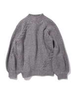 ラーベン編みケーブルニットトップス/グレー