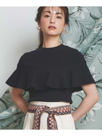 ラウンドフリルニット/黒