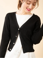ラメリブニットカーディガン/ブラック