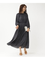 ランダムドットロングワンピース/ネイビー(193)