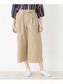 リネン混ウエストマークワイドパンツ/ベージュ(042)