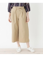 リネン混ウエストマークワイドパンツ/ベージュ(042)