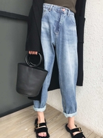 リメイク風ウエストイレギュラーデニムパンツ/ブルー