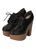 レースアップ厚底シューズ/ブラック