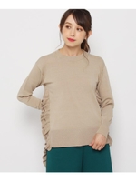 レーヨン混フリルニットプルオーバー/ベージュ(052)