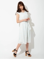 レモンパターンロングワンピース/ライトグリーン