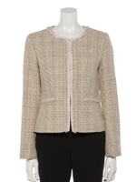 ロイヤルラメツイードノーカラージャケット/ベージュ