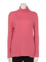 ワイドリブタートルニット/ピンク