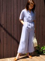 ヴィンテージサテン開襟コンビネゾン/ライトグレー