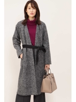 綾目柄ジャージー羽織りコート/ブラック(010)