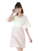 花柄ジャガードワンピース/ピンク