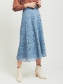 起毛レースフレアスカート/ブルー