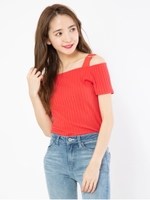 肩バックルテレコTOPS/オレンジ