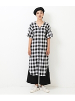 後ろねじりシャツワンピース/ブラック/ホワイト(051)