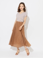 小花柄スパンローンプリーツスカート/イエロー