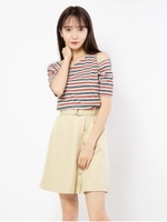 色々ボタン台形スカパン/ベージュ