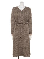 千鳥柄ツイードワンピース/ベージュ×ブラウン