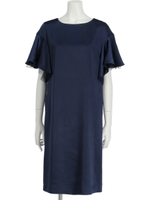 袖フリルサックワンピース/ブルー