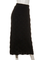 透カシ編ミニットスカート/ブラック