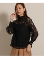 分繊レースシャツブラウス/ブラック(019)