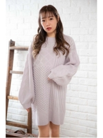 柄パッチワークワンピース/グレー