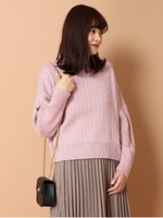 編柄ニットプルオーバー/ピンク