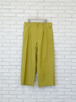 麻混ストレッチワイドパンツ/ライトグリーン