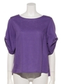 麻混袖ボリュームブラウス/パープル