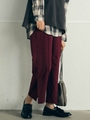 無地&チェックストレートパンツ/ボルドー