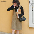 Vネックツイードショートジャンパースカート