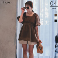 スクエアネックペプラムトップス