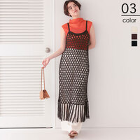 マクラメ編みフリンジワンピース