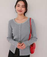 レースドッキングリブニットトップス